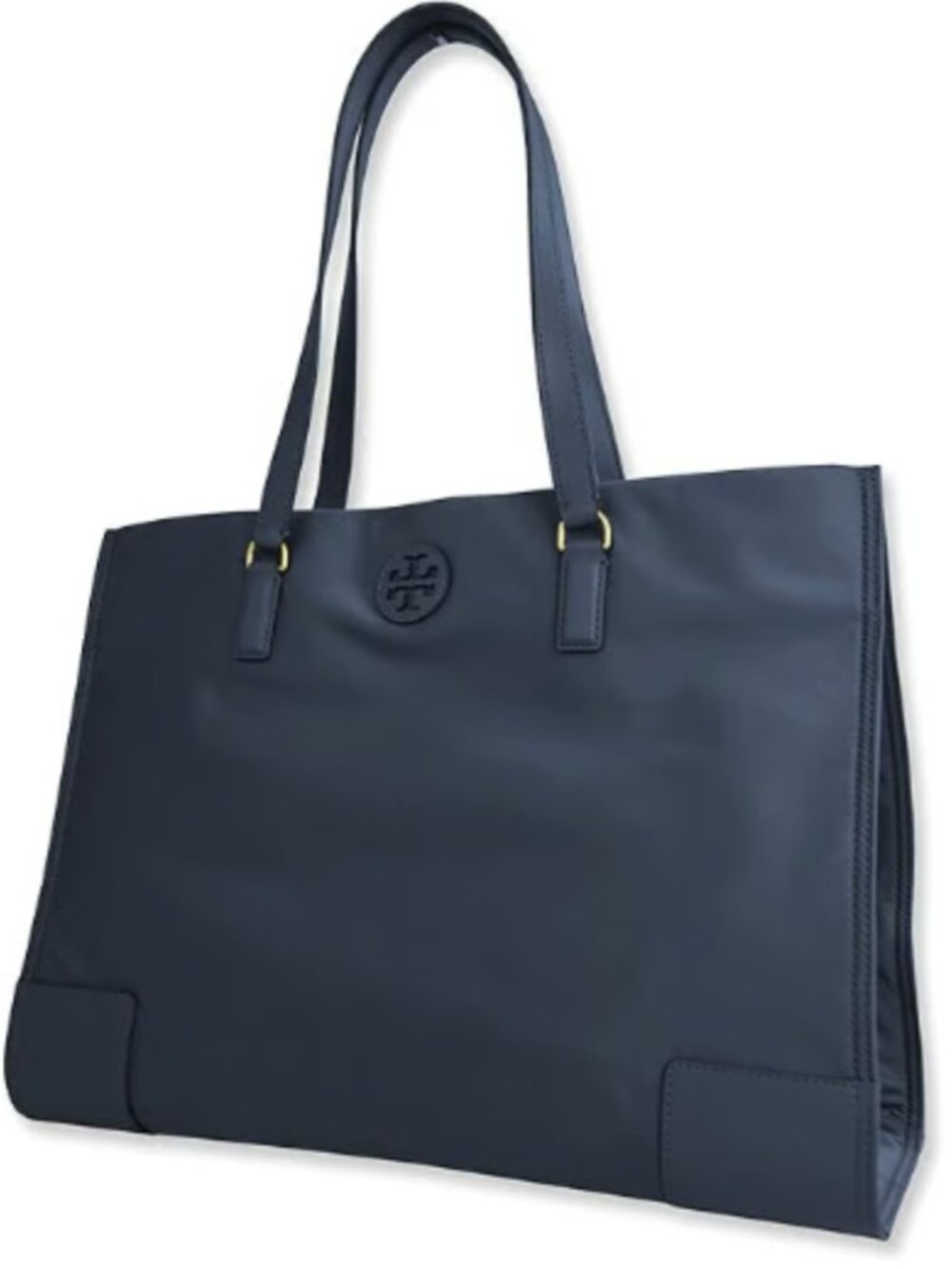 Tory Burch Womens 136144 Ella Gold-Tone Hardware Large Nylon Tote Bag Navy